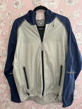American Eagle Outfitters taupe and Navy Men's Windbreaker Jacket